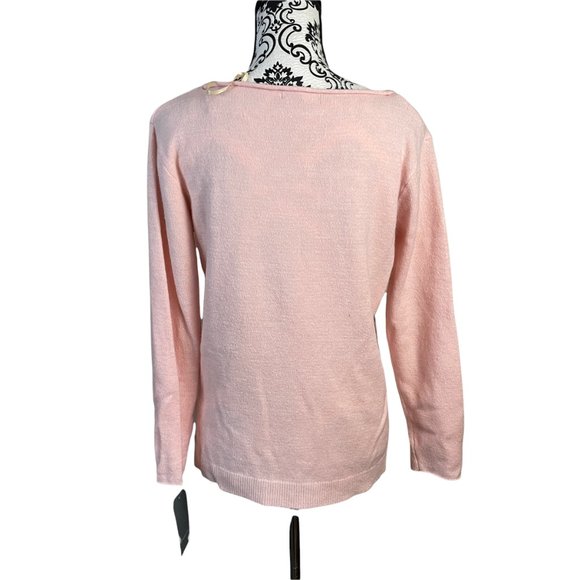 WIT & WISDOM | Women's Pink Cable Knit Star Sweater Small - Picture 5 of 7